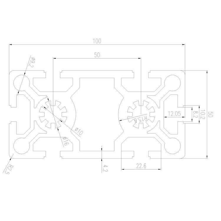 EFE8-50100工業(yè)鋁型材尺寸圖