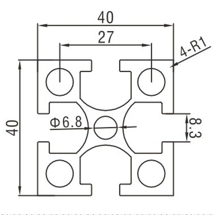 EF4040工業鋁型材尺寸圖