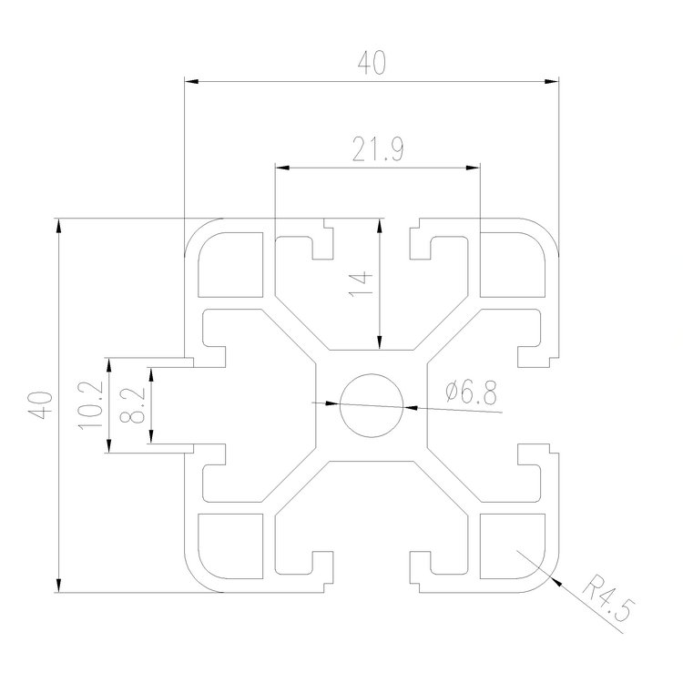 EFE8-4040C工業鋁型材尺寸圖